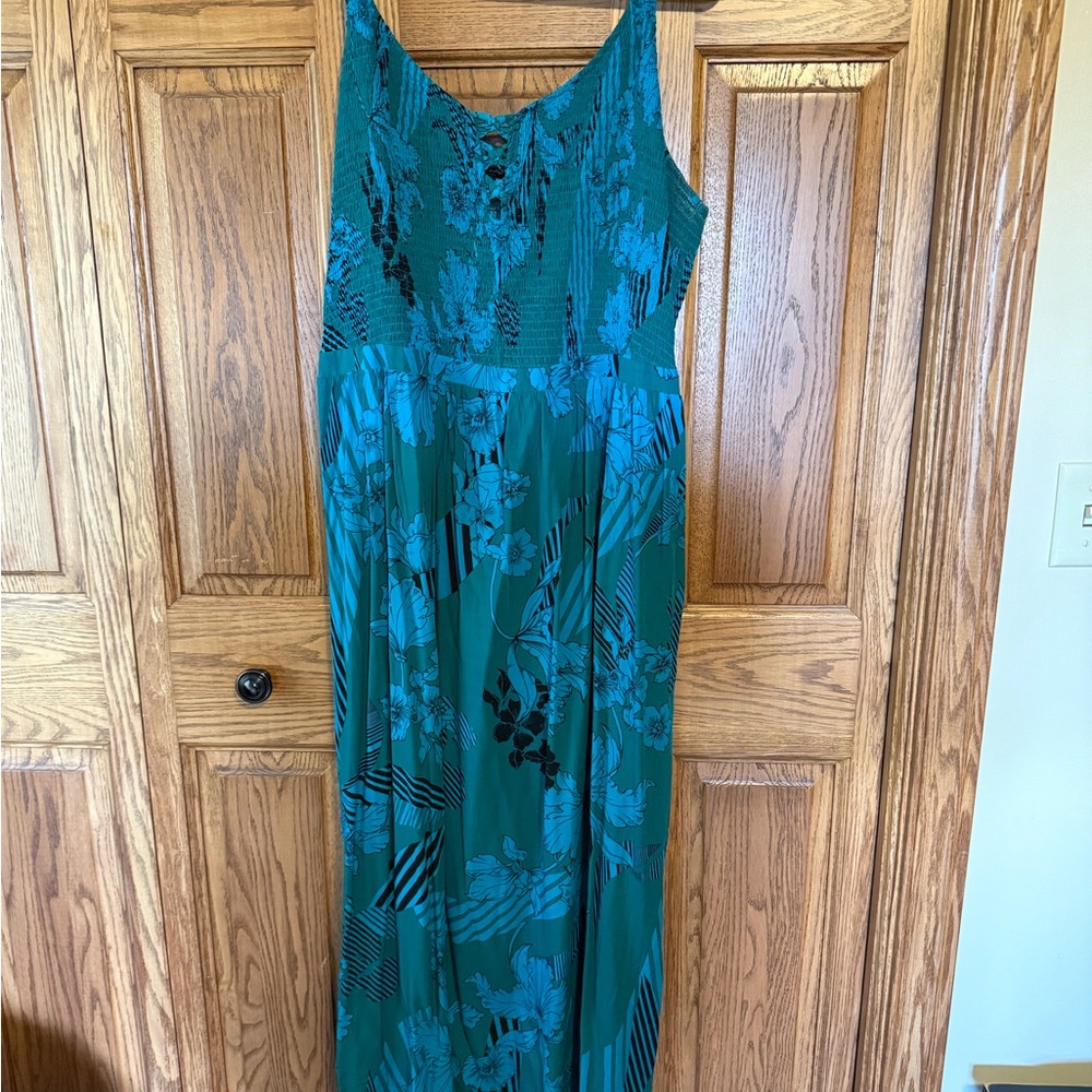 City Chic Teal and Black Floral Maxi Dress